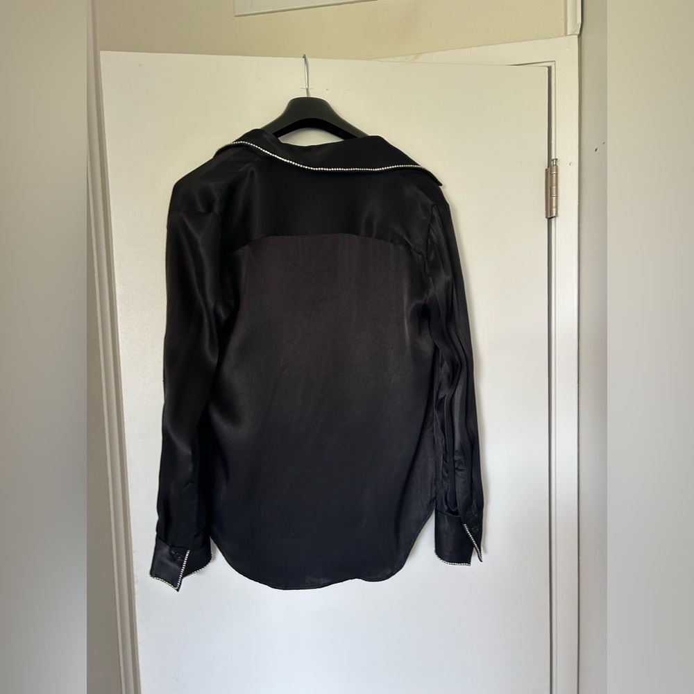 Zara Satin Effect Rhinestone Trim Blouse - Very Gently Used - size Small - Picture 6 of 8